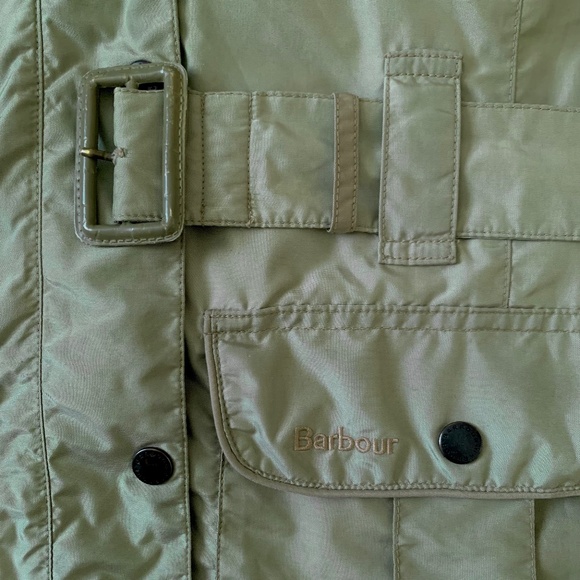 Barbour Amelia Moto Chore Green Khaki Jacket Coat Waterproof Fisherman Old Money - Picture 9 of 16
